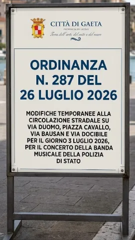 Ordinanza emessa per il concerto della Banda Musicale della Polizia di Stato