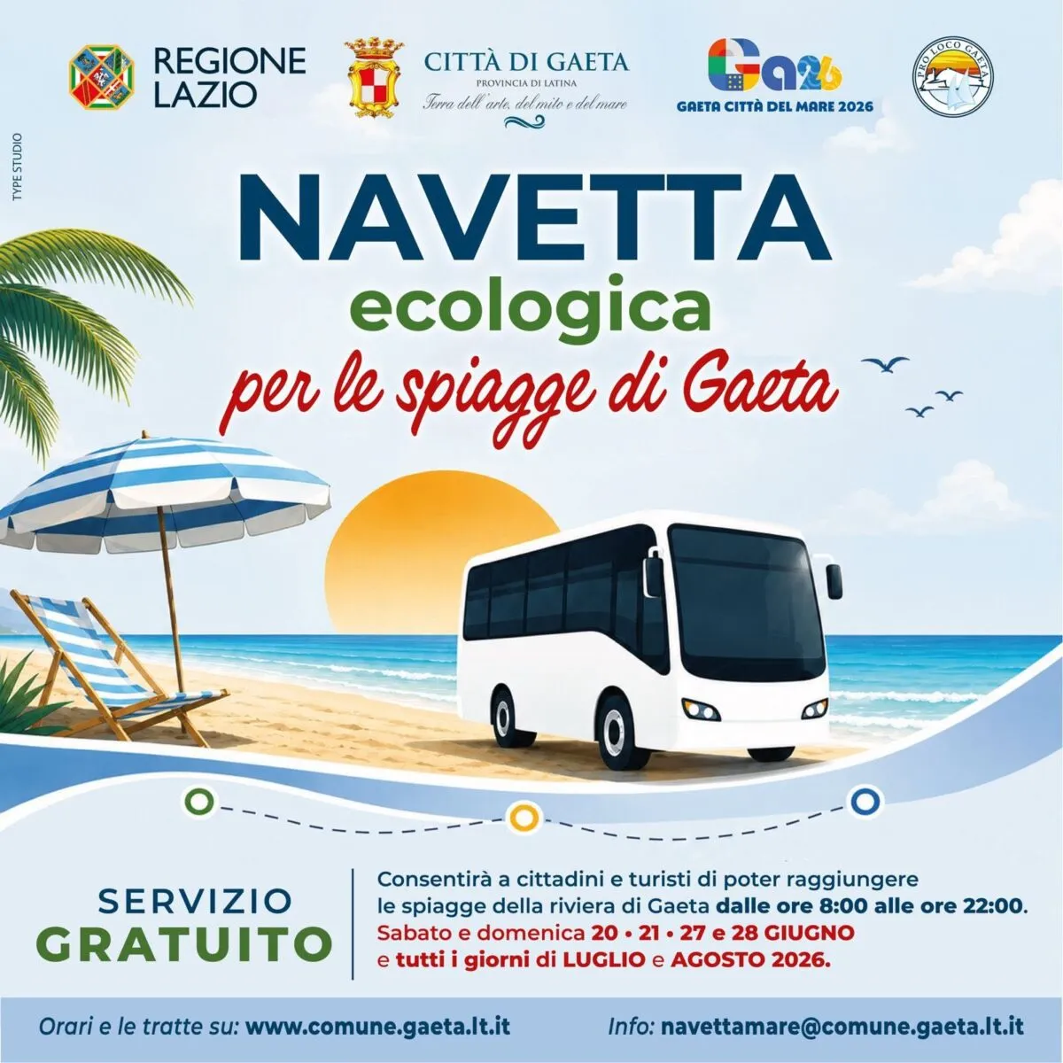 Gaeta, parte la Navetta Ecologica per il Mare: servizio gratuito fino alle spiagge