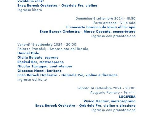 A Roma Dal 6 Al 14 Settembre 2