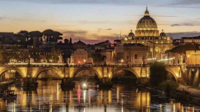 Roma E I Suoi Ponti Che Attraversano Tevere