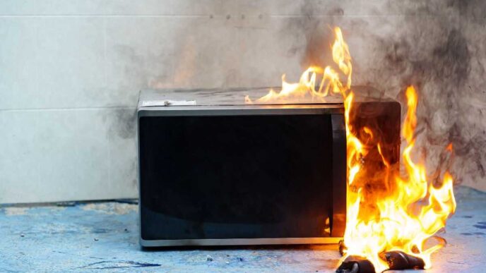 Forno A Microonde Che Ha Preso Fuoco