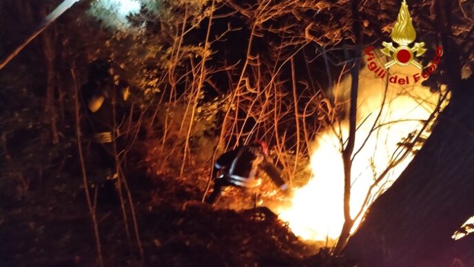 Incendio Nei Boschi Di Canello