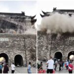 Crollo Improvviso Del Tetto Della Torre Del Tamburo A Chuzhou, Danni Al Monumento Storico Del 1375