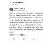 Donald Trump Proclama L’8 Maggio E L’11 Novembre Giornate Ufficiali Della Vittoria Nelle Due Guerre Mondiali