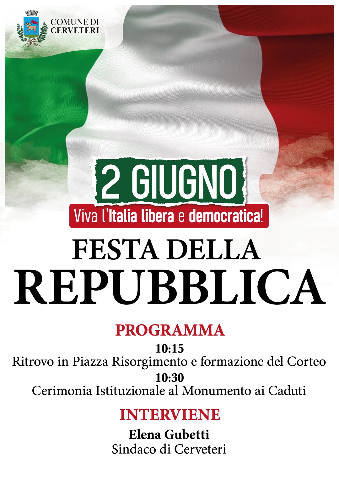 Festa della repubblica a Cerveteri, corteo e cerimonia in piazza Aldo ...