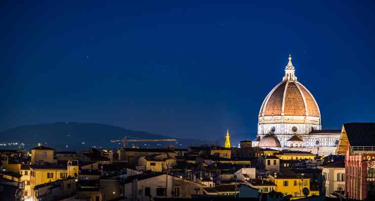 Aerial Shot Cathedral Santa Maria Del Fiore Buildings Florence Italy Night 1