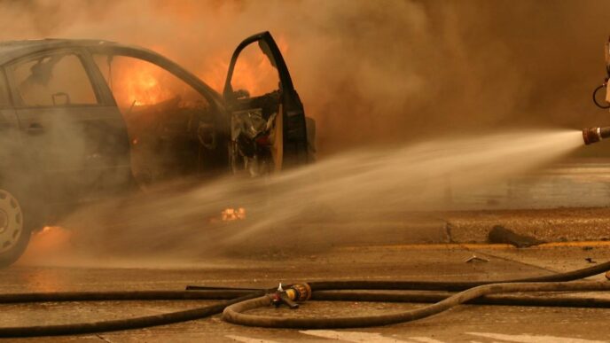Auto In Fiamme A Rivarolo Cana