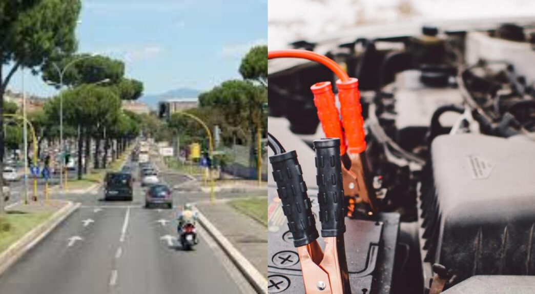 Auto In Panne Con Famiglia E D