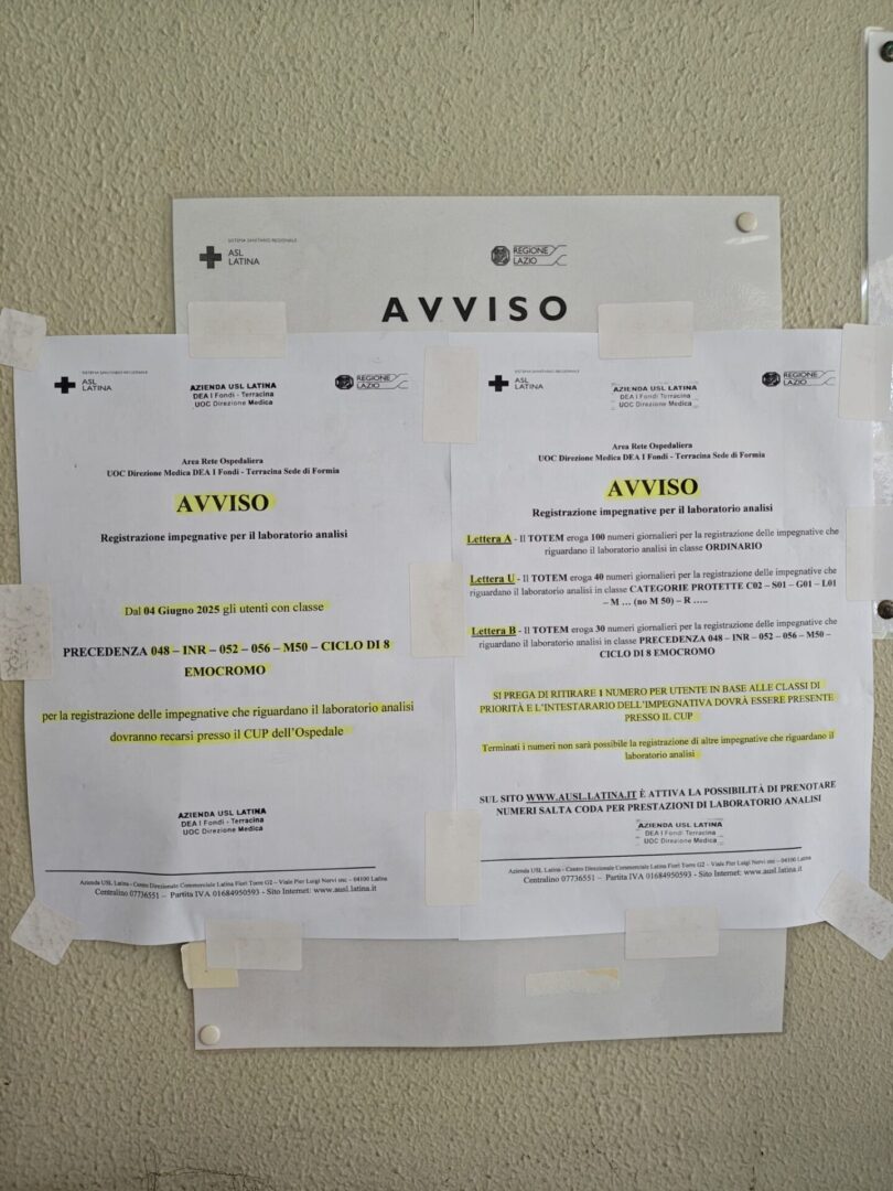 Disservizi Laboratorio Analisi