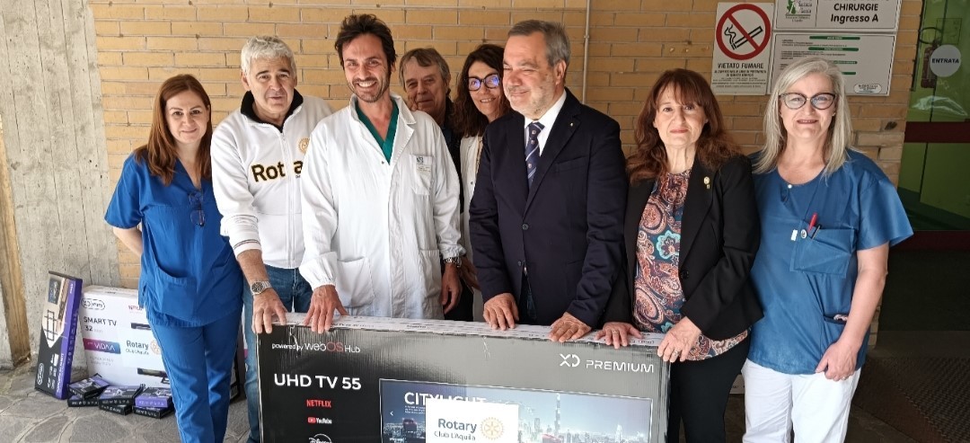 Il Rotary Club L'Aquila regala 8 televisori al reparto di cardiologia dell'ospedale cittadino