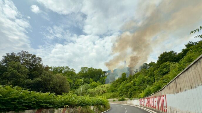 Incendio Sulla Collina Di Mari