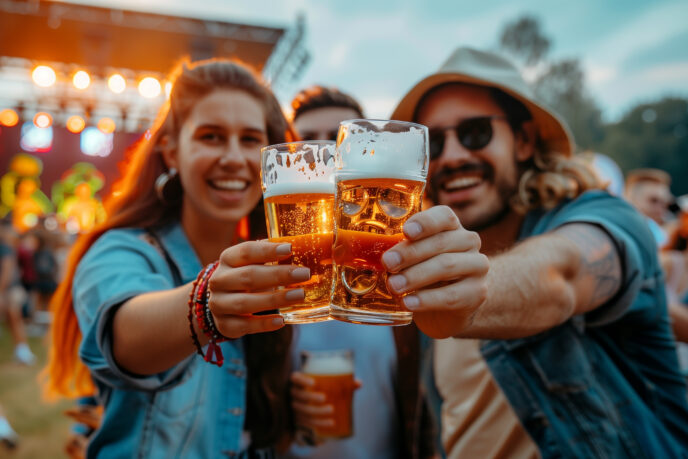 Happy Friends Toasting With Beer