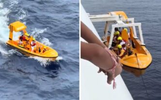 Padre Si Tuffa In Mare Per Sal