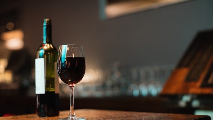 Glass Red Wine Bottle Bar Counter 1