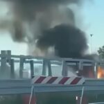 Auto avvolta dalle fiamme Sull’Autostrada Torino-Ivrea, intervento dei vigili del fuoco e disagi nel traffico