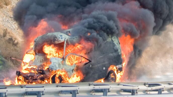 Incendio Di Un Furgone Sulla T