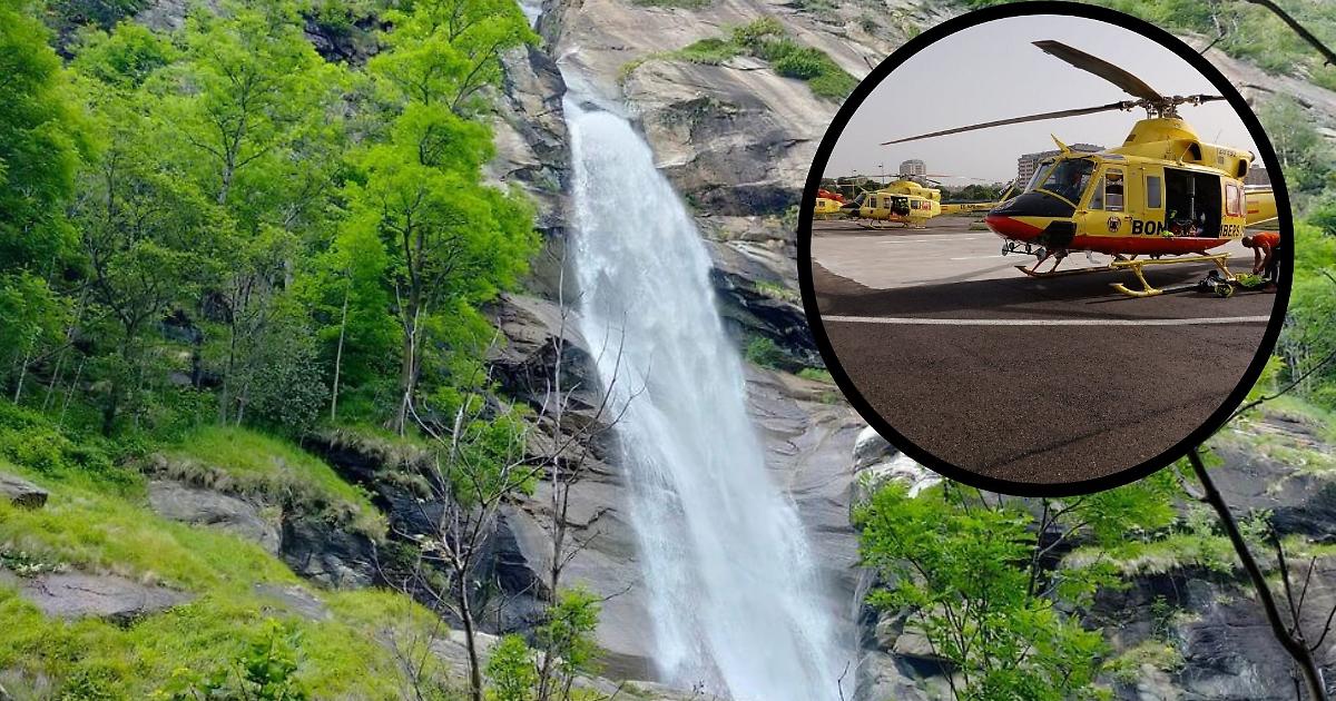 Uomo Cade Tra Le Rocce Alla Ca