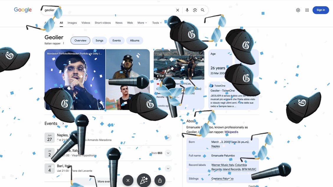 Geolier: il primo artista italiano con un Easter Egg su Google